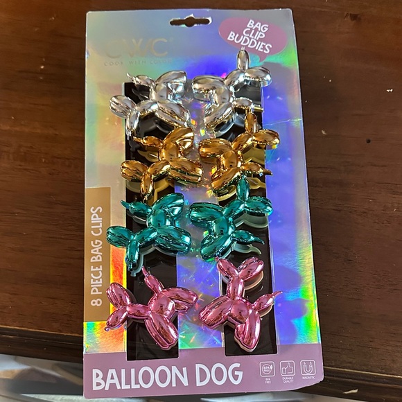 NIP Balloon Dog Bag Clips Set of eight magnets - Picture 1 of 5
